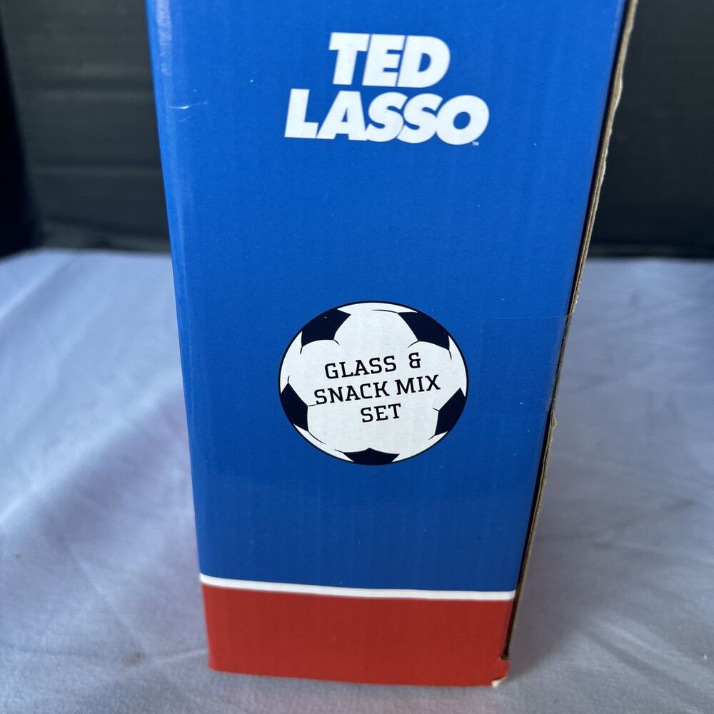 Ted Lasso Glass & Spicy Snack Mix Set with Stress Ball New In Box - Picture 4 of 5